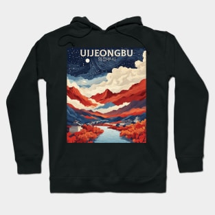 Uijeongbu South Korea Starry Night Travel Tourism Retro Vintage Hoodie